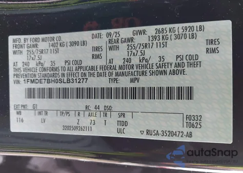 2025 Ford Bronco Big Bend z USA, uszkodzony, nr VIN 1FMDE7BH0SLB31277